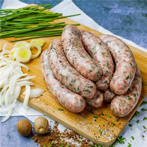 Pork & Chive Sausage (6 Pack Thin) G/Free Supplied Frozen