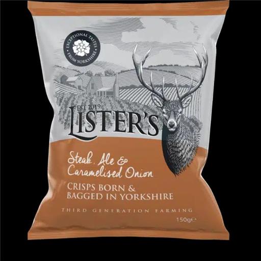 Listers Steak, Ale & Caramelised Onion Crisps 150g